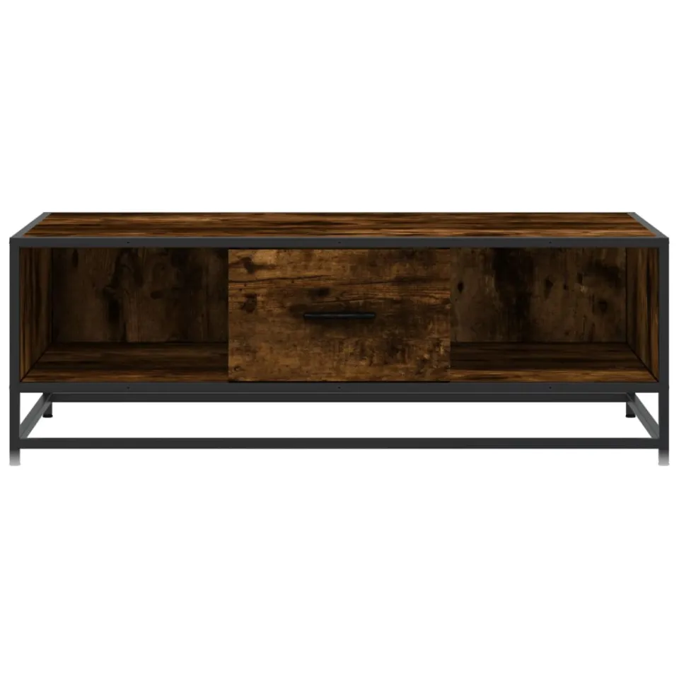 vidaXL Salontafel 100x57x35 cm bewerkt hout en metaal gerookt eiken Bruin