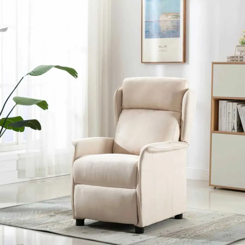 vidaXL Massagestoel Crème 93.5 x 67.5 x 101.5 cm Stof, foto 2