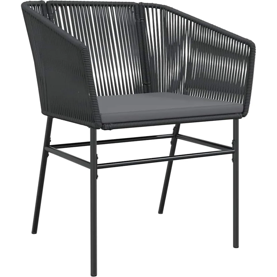 vidaXL 5-delige Tuinset met kussens poly rattan glas zwart, foto 3