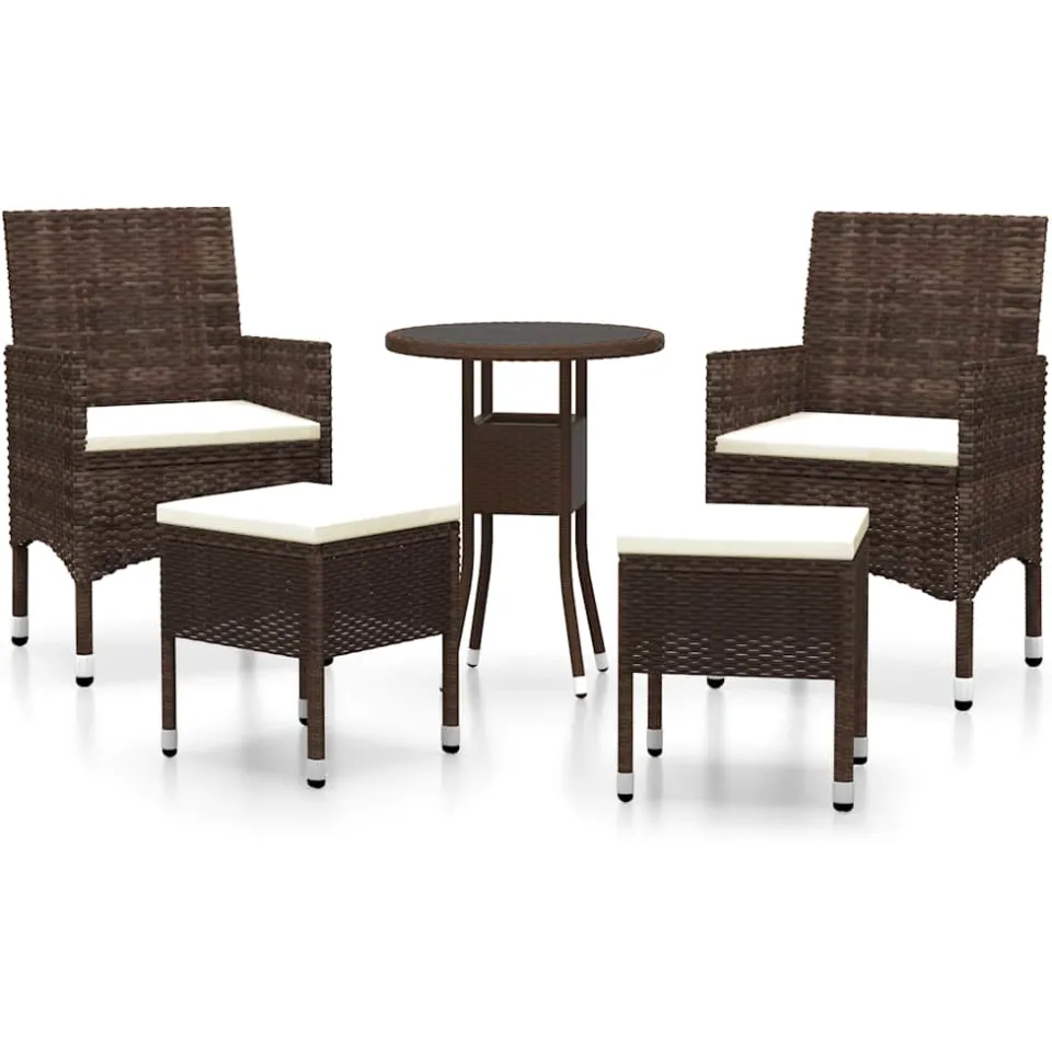 vidaXL 5-delige Loungeset poly rattan bruin, foto 3