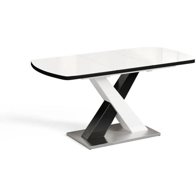 Vicco Eettafel Chinto, Zwart/Wit, 120-160 x 80 cm Uitschuifbaar