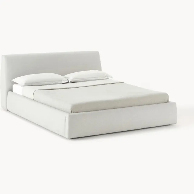 Westwing Collection Gestoffeerd bed Cloud met opbergruimte Taupe