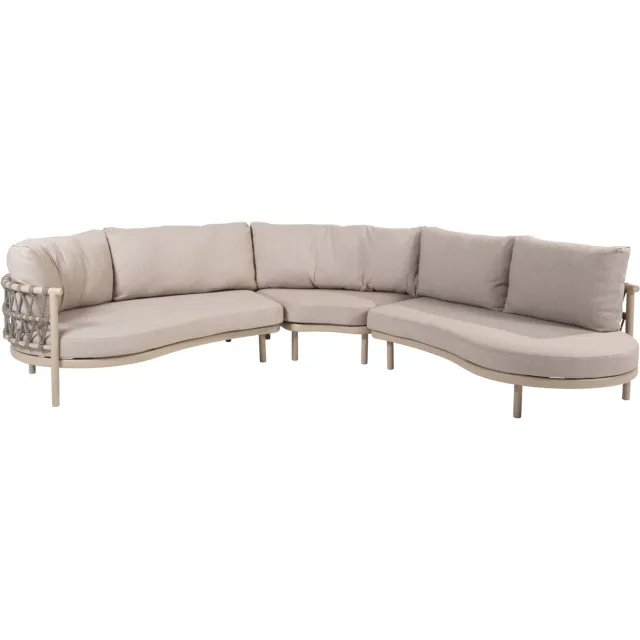 4 Seasons Outdoor Piacenza modulaire hoek loungeset 3 delig latte Taste 4SO Grijs, Zand / Latte / Linen