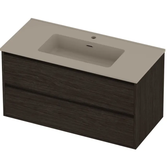 Proline Tribute Badmeubelset Porselein Elegant 1 Gat 100x46x54 cm Mat Crème Cotton Mokka Oak Eiken