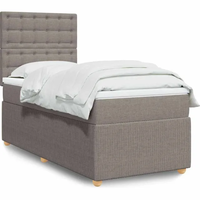 vidaXL Boxspring met matras stof taupe 80x200 cm