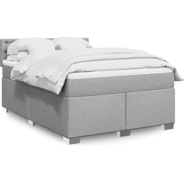 vidaXL Boxspring met matras stof lichtgrijs 160x200 cm grijs