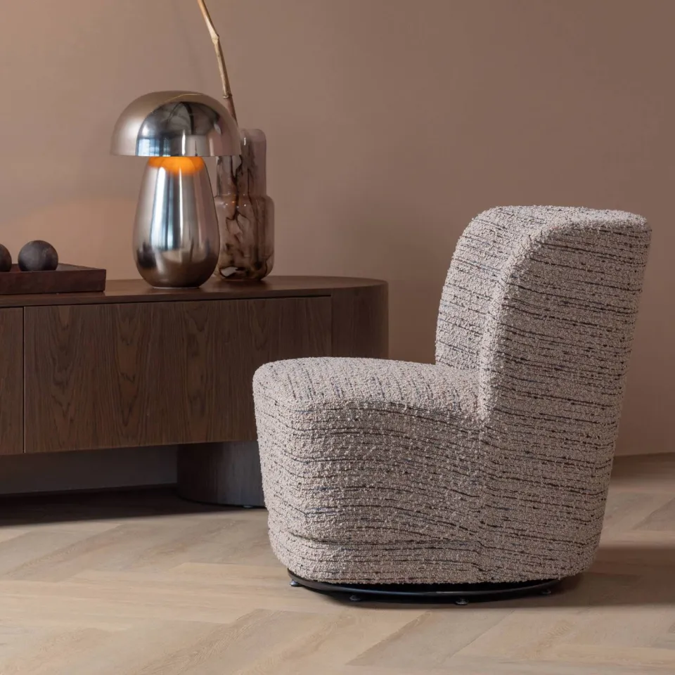 WOOOD Atty Draaifauteuil - Grove Melange - Grijs - 75x74x65, foto 2