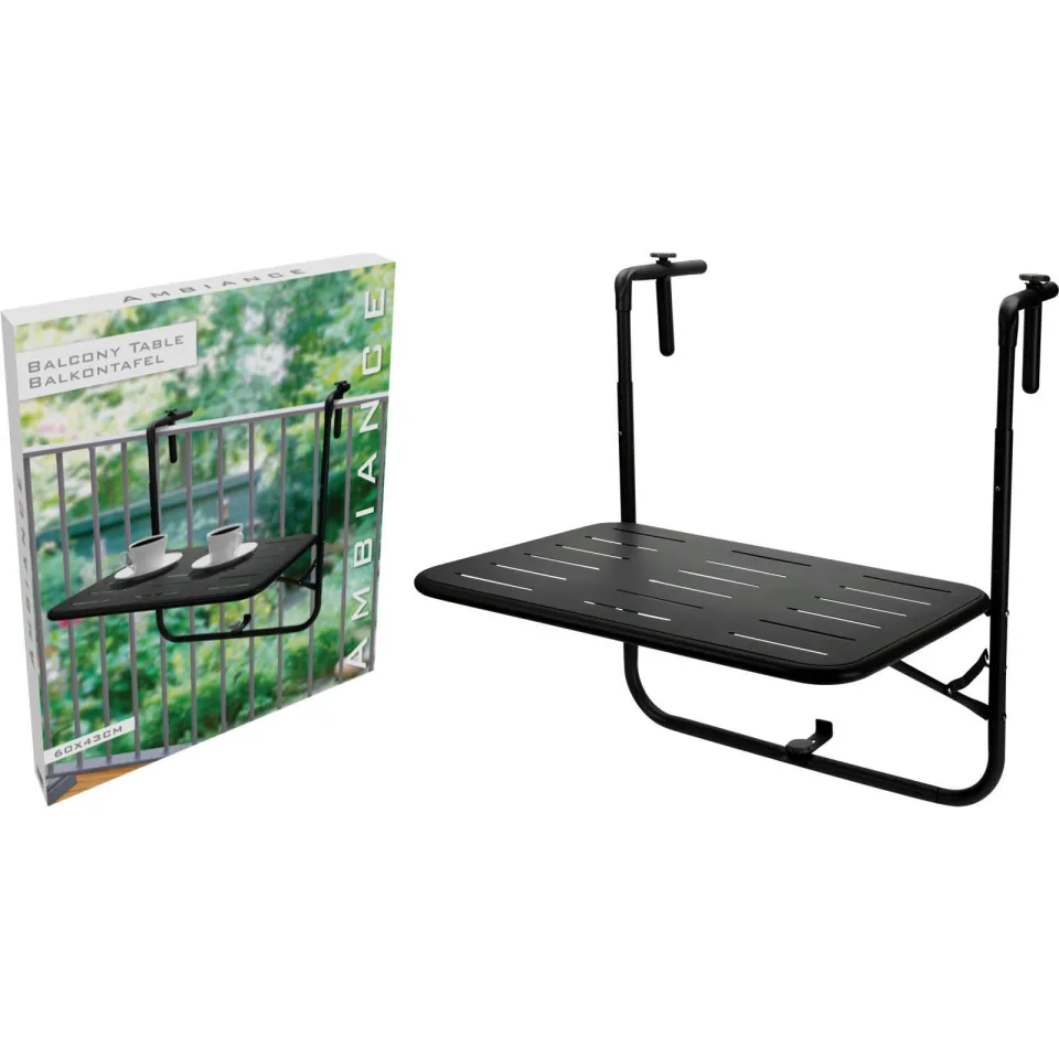 Pro Garden balkontafel 60x43x70 cm zwart