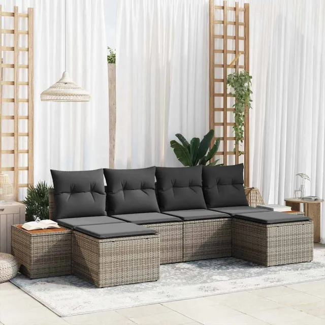 vidaXL Tuin Sofa Set 6 st Grijs poly rattan