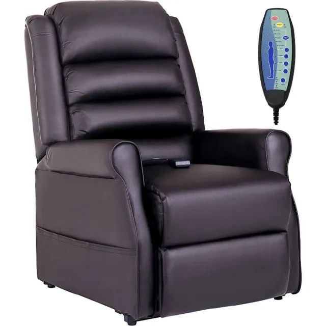 GranMaison Massagestoel - Relaxfauteuil - Zetel - Sta op stoel elektrisch - Stof - 1 persoons - Met armleuning - Zeer comfortabel - Elektrisch - Donkerbruin Donkerbruin versie