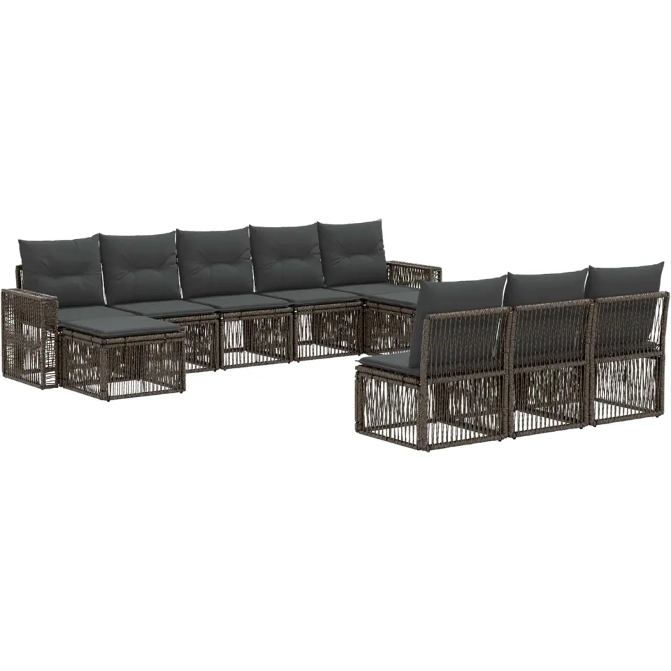 vidaXL Tuinbankenset 10 st 10-zits Grijs en Donkergrijs poly rattan, foto 3