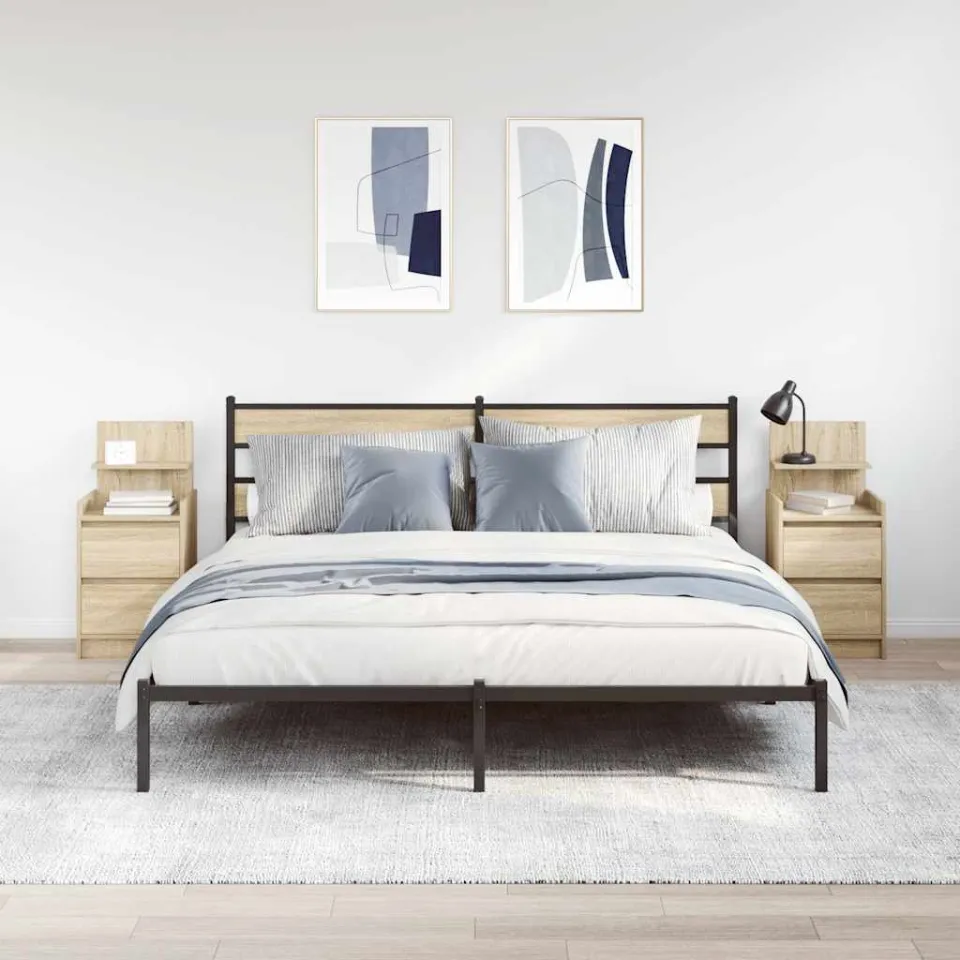 vidaXL Nachtkastjes met 2 lades 2 st 38x34x80 cm Sonoma eikenkleurig, foto 3
