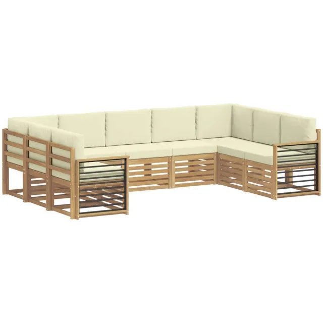 vidaXL Buiten - bank - set - 9 - st - 9-zits - Wit - en - crèmekleurig - Polyester Wit en crèmekleurig