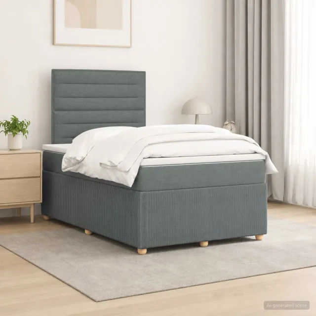 vidaXL Boxspringbed met matras Donkergrijs 120 x 190 cm Stof