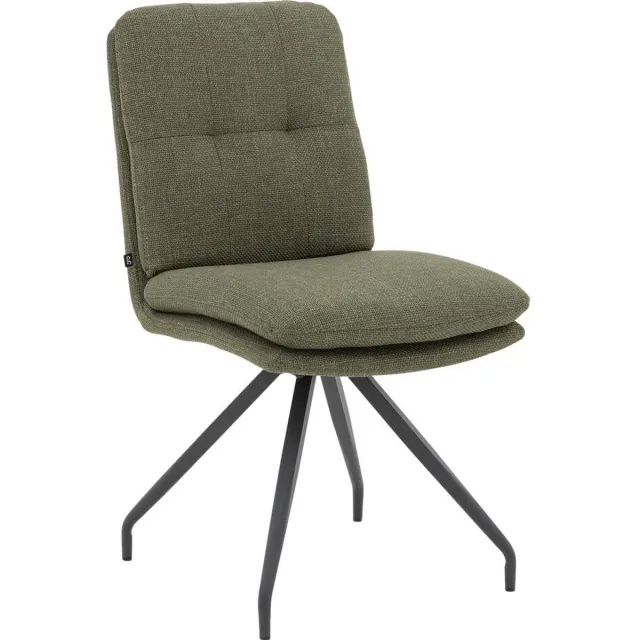 Goossens Eetkamerstoel Mirthe groen stof verstelbaar graden draaibaar leuning, modern design