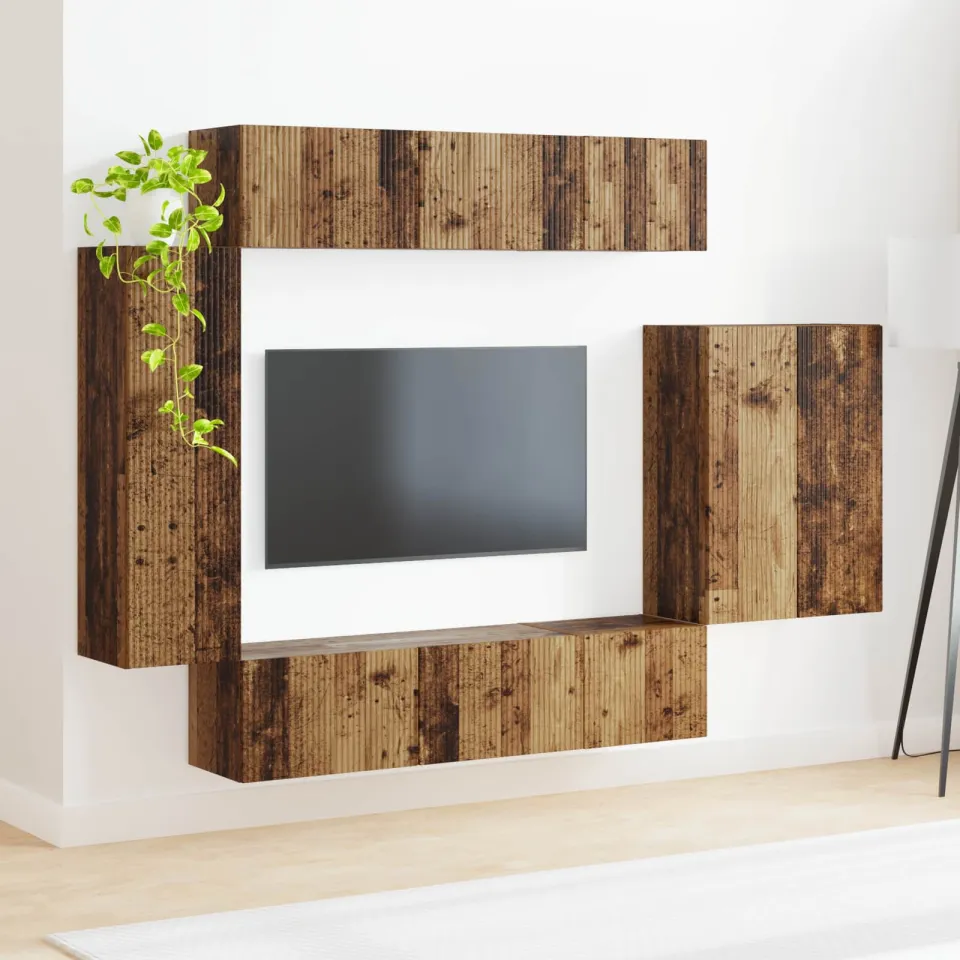 vidaXL TV Wandkast Set 6 st 98 x 31 x 29,5 cm Oud Hout bruin, foto 3