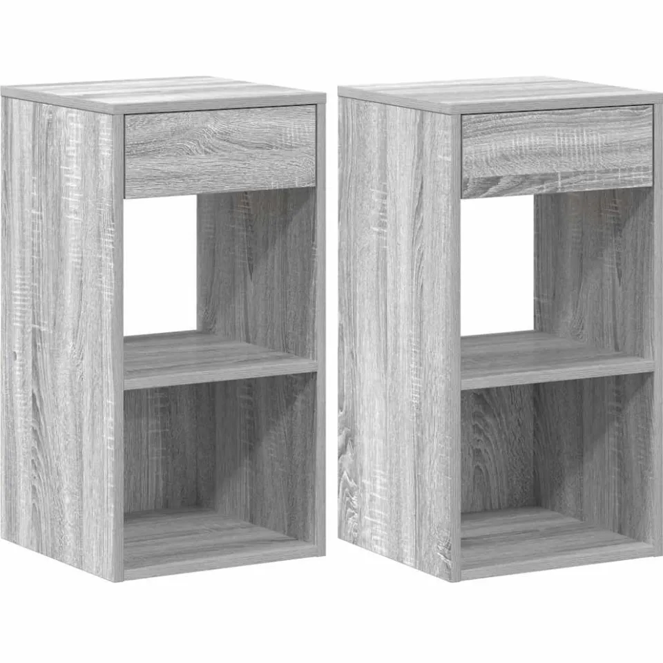 vidaXL Nachtkastjes 2 st met lade 35x34x66,5cm grijs sonoma eikenkleur, foto 3