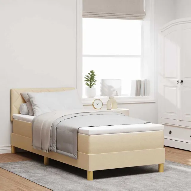 vidaXL LED Box Spring Bed met hoofdeinde Crème 90 x 190 cm Stof