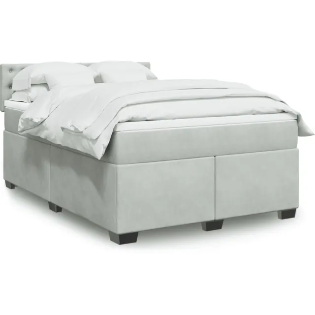 vidaXL Boxspring met matras fluweel lichtgrijs 140x190 cm grijs