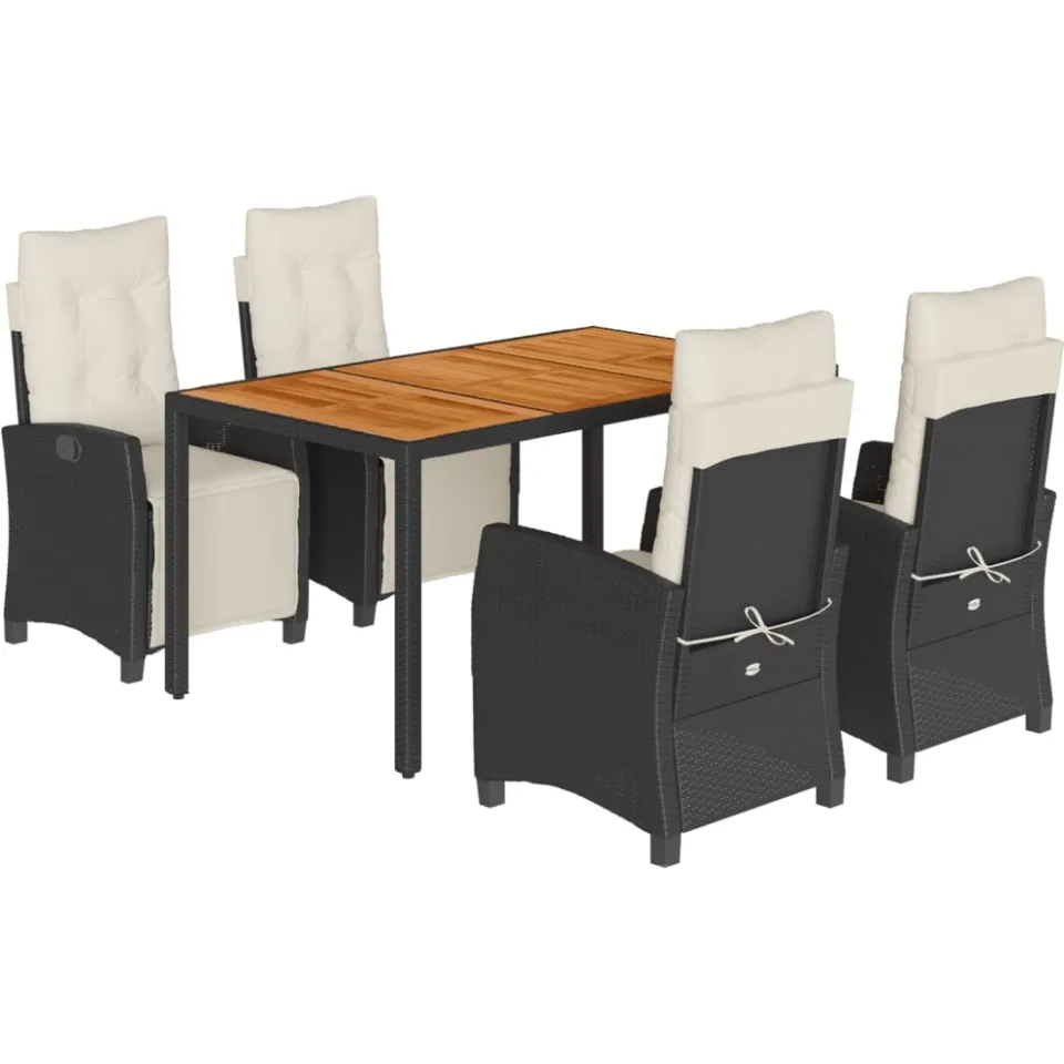 vidaXL Patio Dining Set 4 st 4-zits Black and Cream, foto 3