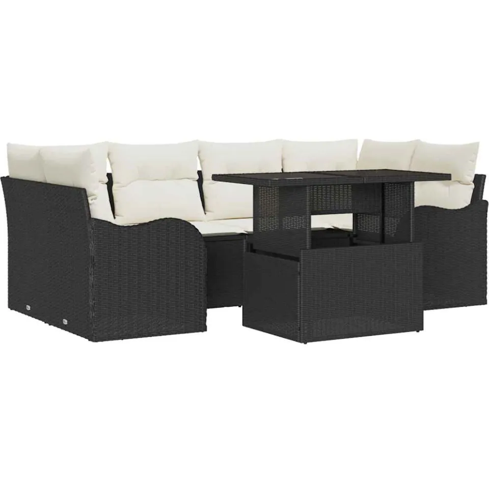vidaXL Tuin Sofa Set 7 st Zwart poly rattan