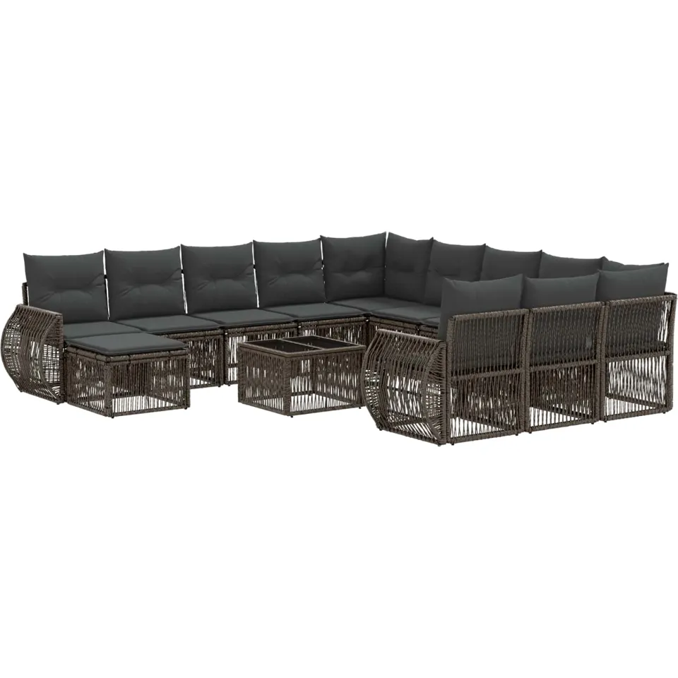 vidaXL Tuinbankenset 13 st Grijs poly rattan, foto 3