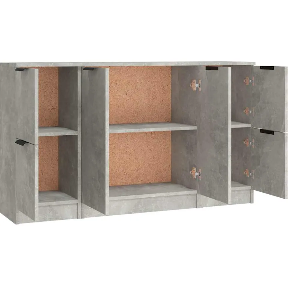 vidaXL Dressoirs 3 st bewerkt hout betongrijs grijs, foto 4