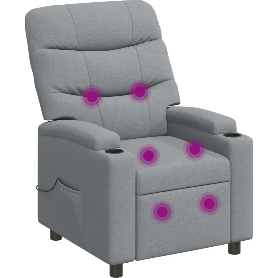 vidaXL Massage-relaxstoel Lichtgrijs 75 x 93 x 102 cm Stof