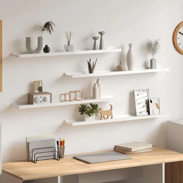 vidaXL Wandschappen 4 st 80x9x3 cm hoogglans wit