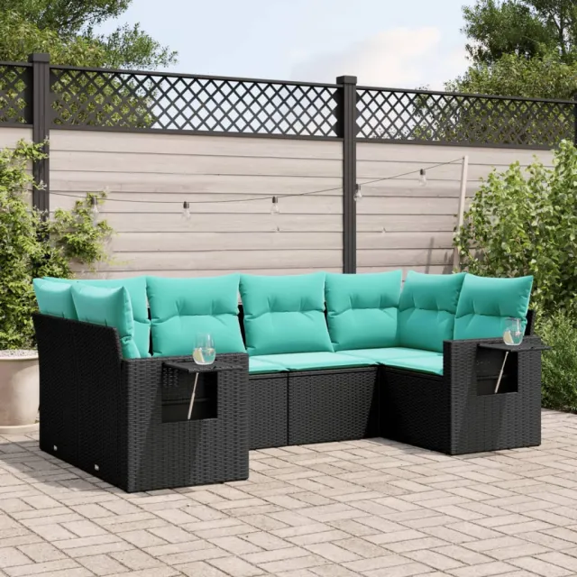 vidaXL 6-delige tuinbankset met kussens van zwart polyrotan, foto 2
