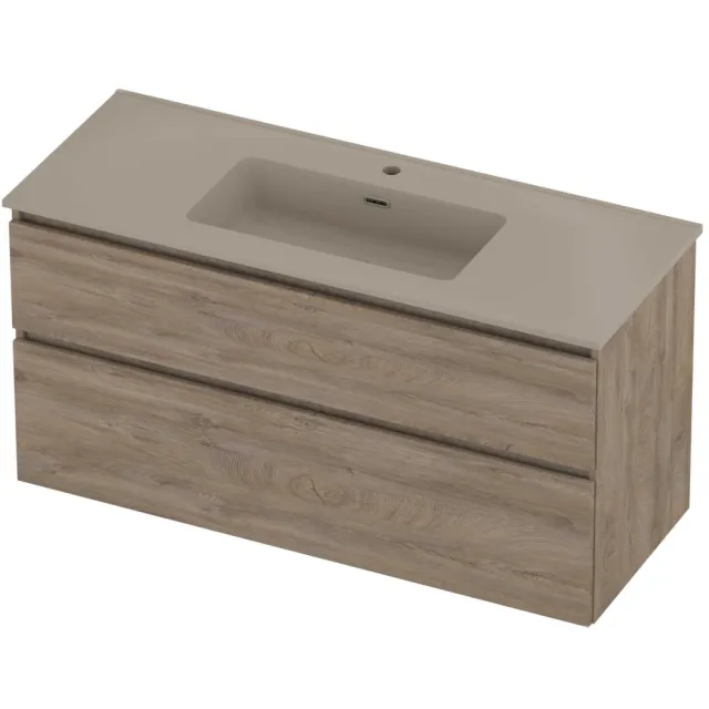 Proline Tribute Badmeubelset Porselein Elegant 1 Kraangat 120x46x62 cm Mat Crème Cotton Raw Oak Eiken