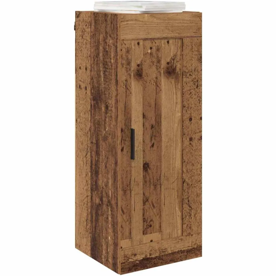 vidaXL Wandkast Oud Hout 34,5 x 34 x 90 cm Bewerkt hout Bruin