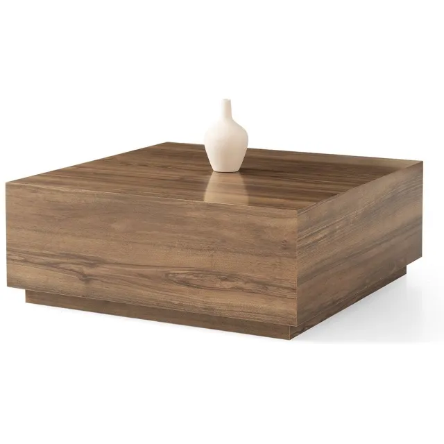 Skye Decor , Salontafel, Lizbon - 9563, Gemelamineerde spaanplaat, Walnoot, 90 x 90 x 35,5 cm Okkernoot