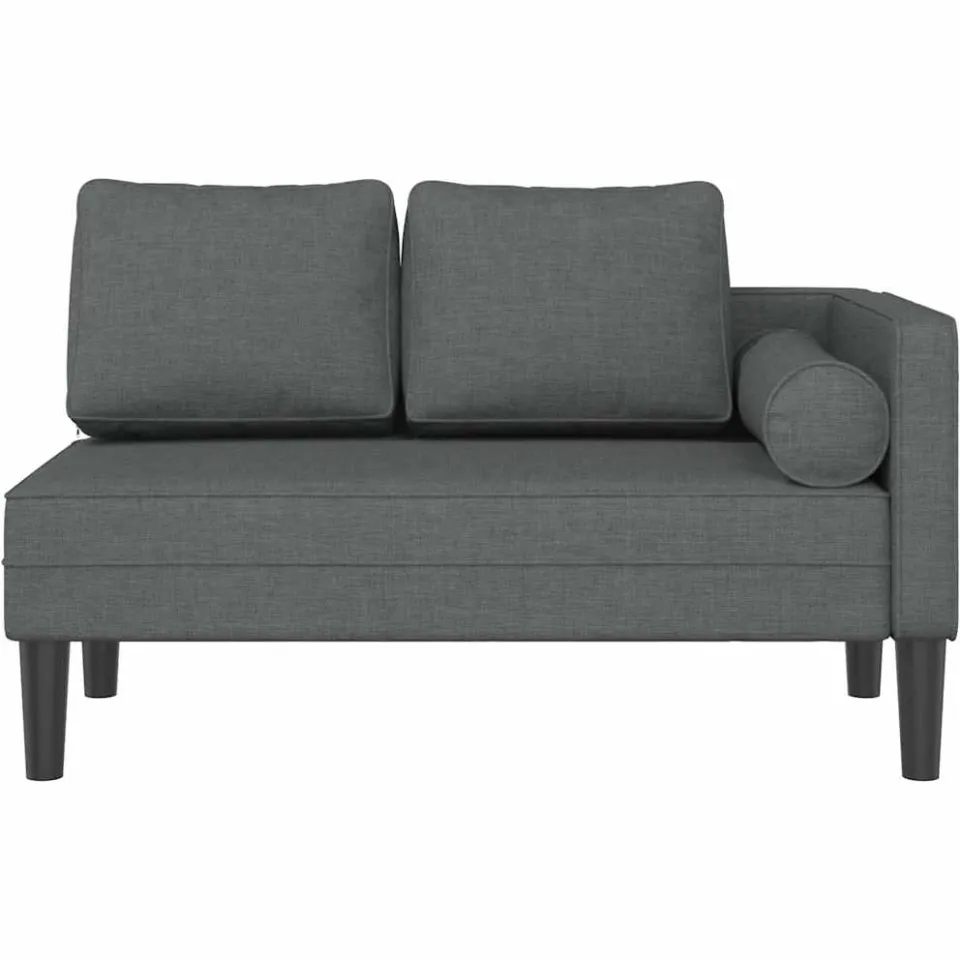 vidaXL Chaise longue met kussens stof donkergrijs