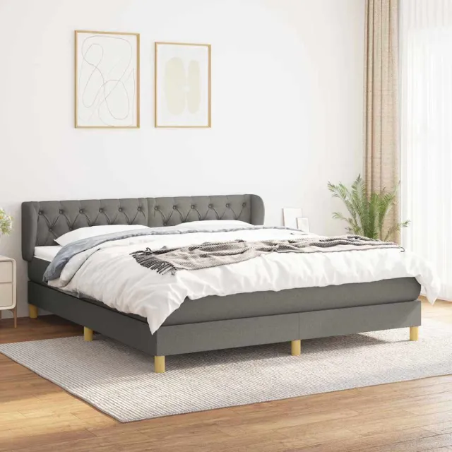 vidaXL Boxspring met matras stof donkergrijs 160x200 cm grijs