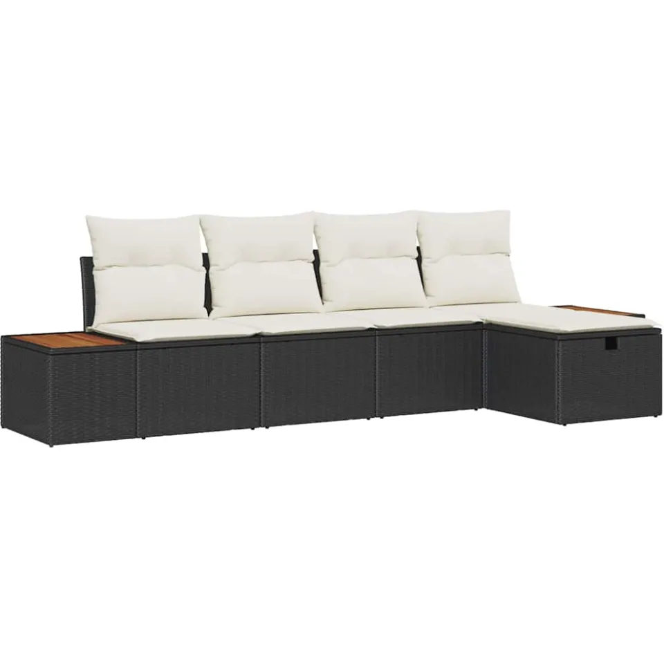 vidaXL Tuinbankenset 5 st Zwart poly rattan