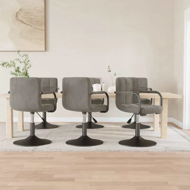 vidaXL Eetkamerstoelen draaibaar 6 st fluweel lichtgrijs