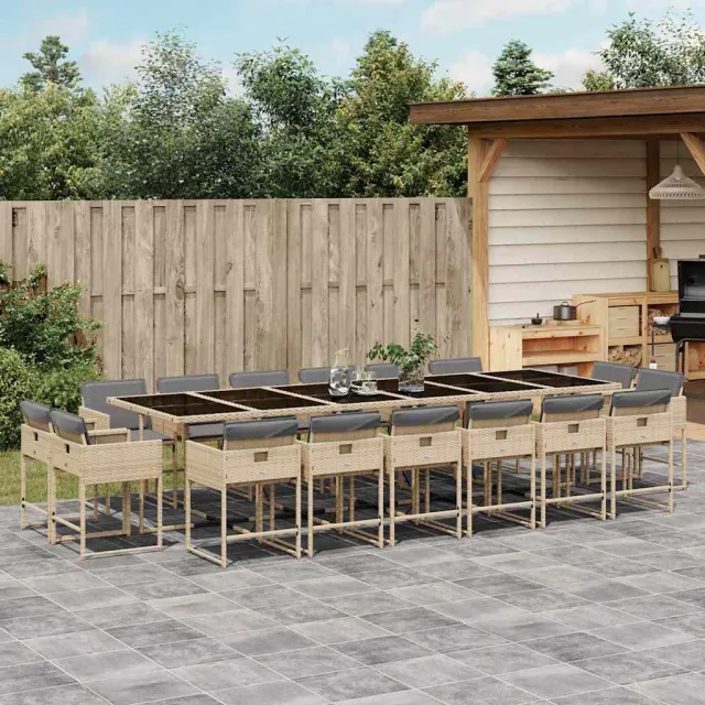 vidaXL 17-delige Tuinset met kussens poly rattan gemengd beige, foto 2