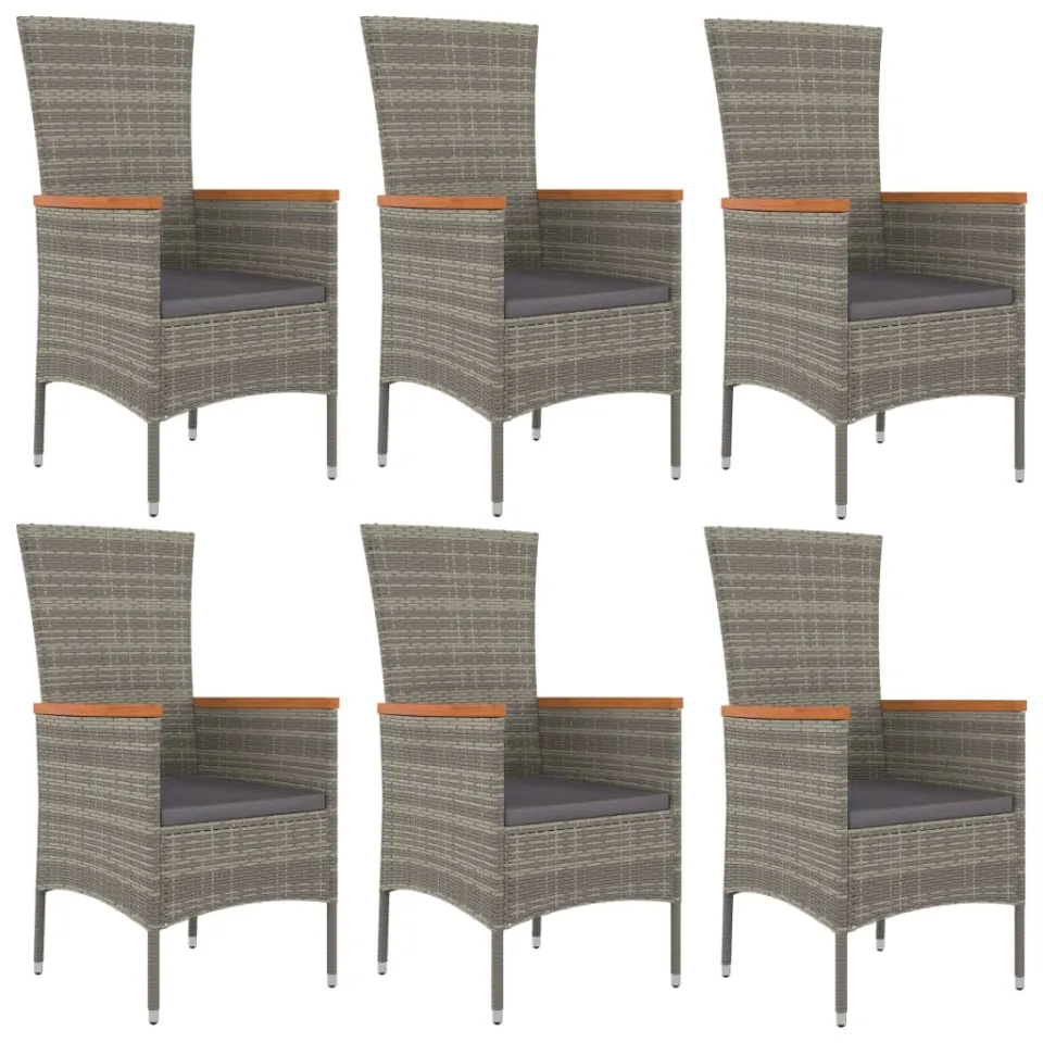 vidaXL 7-delige Tuinset met kussens poly rattan grijs, foto 3