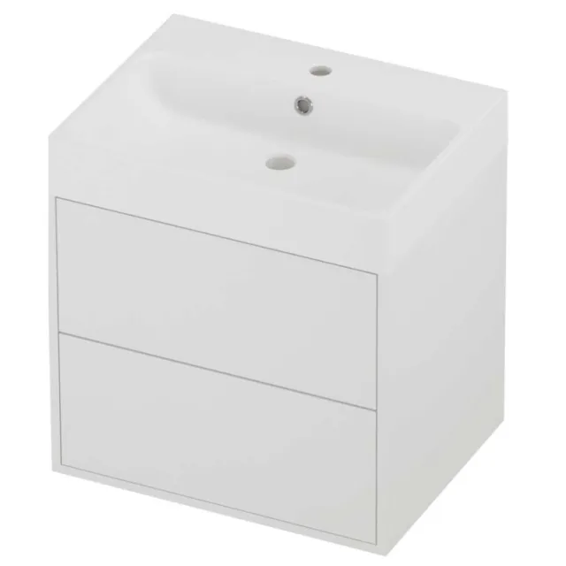 Proline Podium Badmeubelset Polystone Loft 1 Kraangat Voor Grepen 60x46x62 cm Mat Wit Mat White
