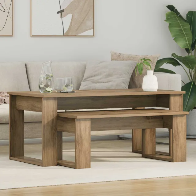vidaXL Koffietafel Set 2 st Artisan Eiken 100 x 50 x 42 cm, foto 2