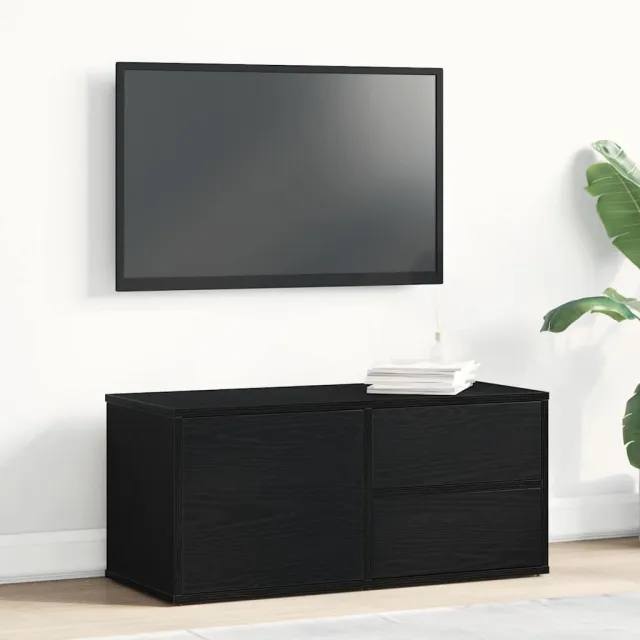 vidaXL TV-kast 80 x 34 x 36 cm Zwart Eiken Bewerkt hout