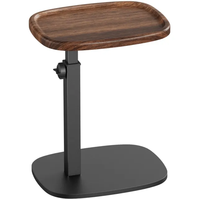 Songmics In hoogte verstelbare bijzettafel - C-vormige salontafel - Salontafel voor de woonkamer - 30 x 40 x 69 cm - Walnoot Walnoot-zwart
