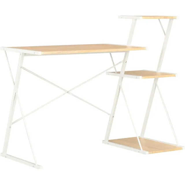 vidaXL Bureau met schap 116x50x93 cm wit en eikenkleurig, foto 2