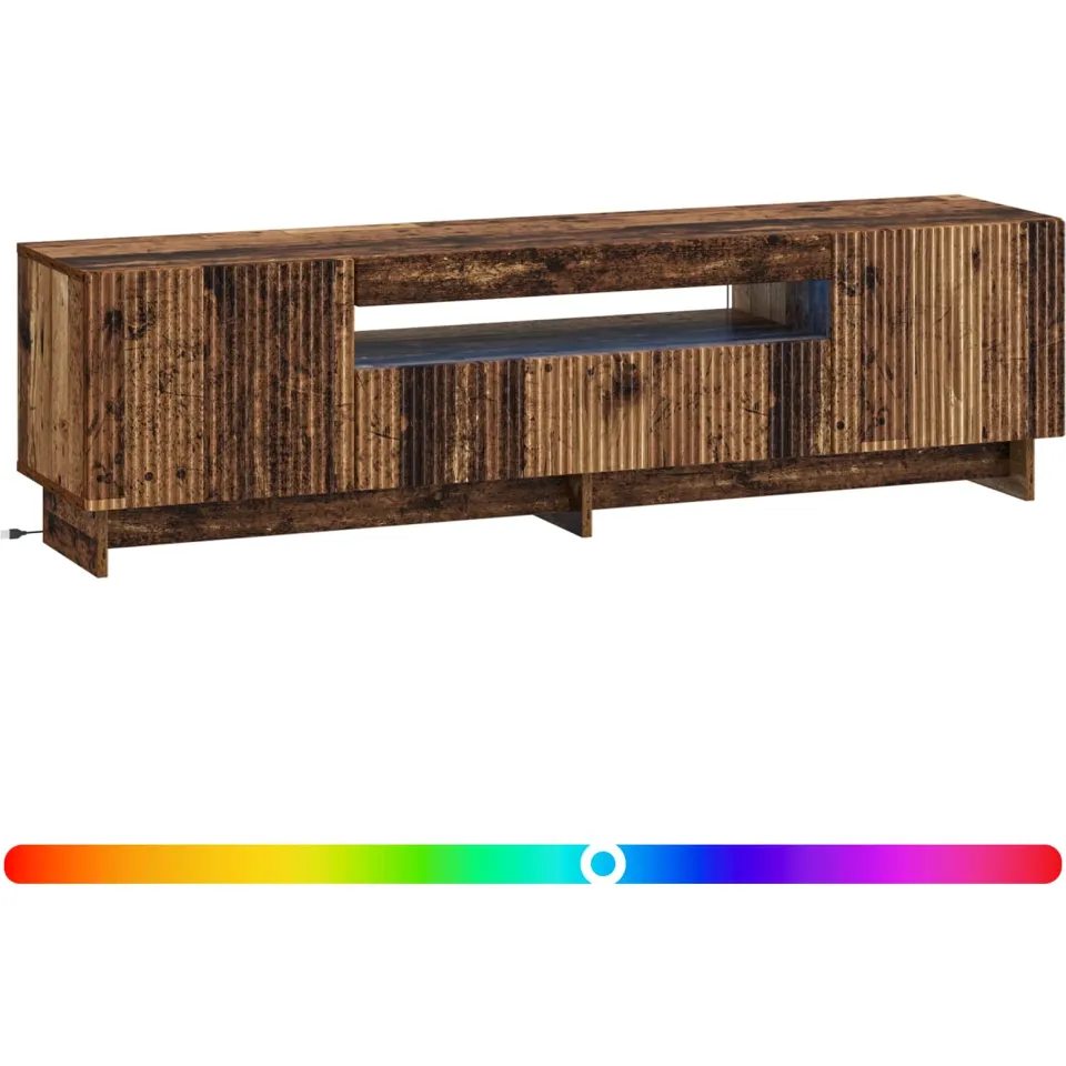 vidaXL LED tv-meubel EDE 153 x 35 x 43 cm Oud hout Bewerkt hout Bruin