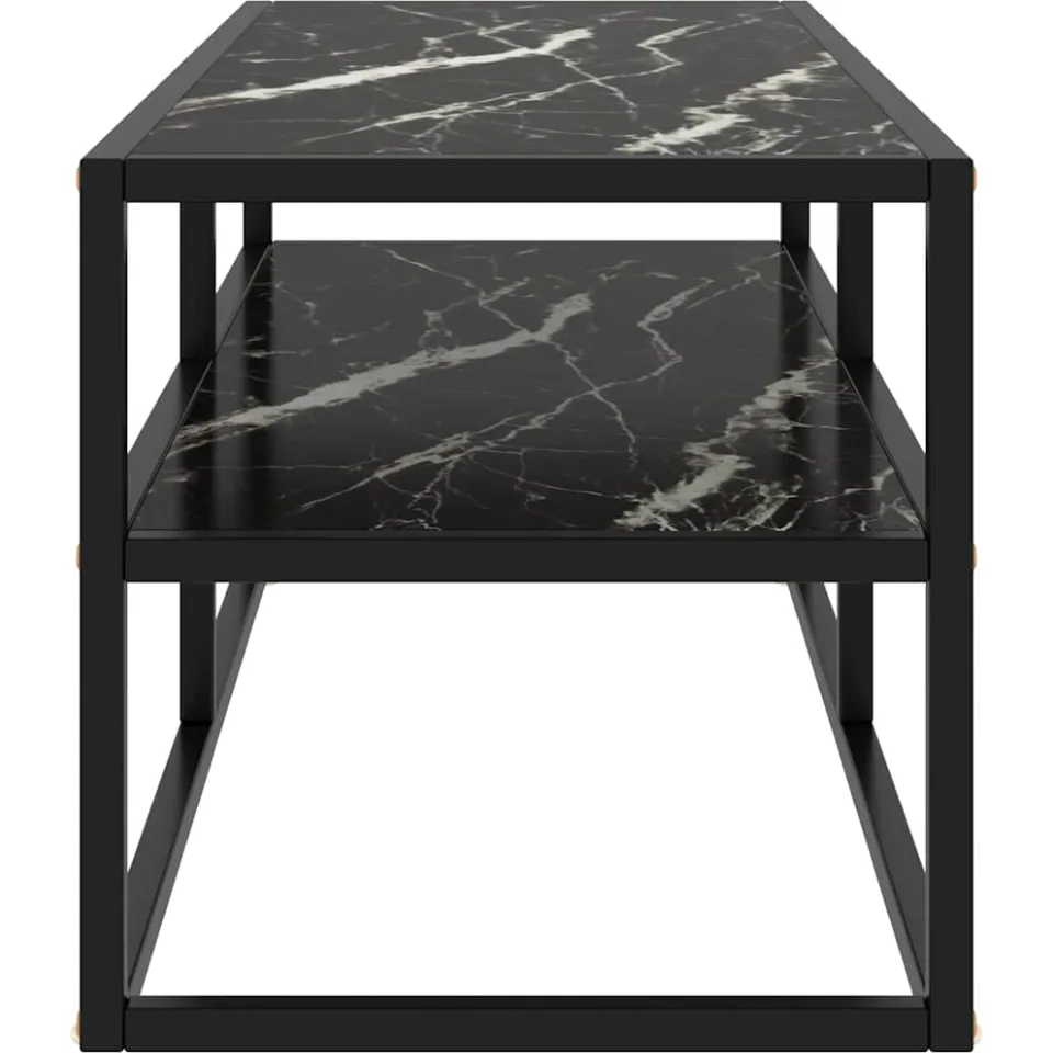 vidaXL Tv-meubel met zwart marmerglas 100x40x40 cm zwart, foto 3