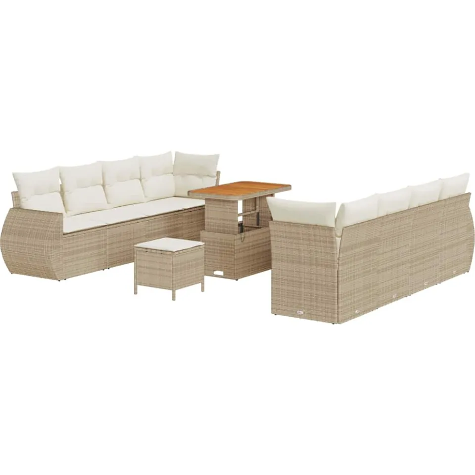 vidaXL Tuin Sofa Set 11 st Beige poly rattan