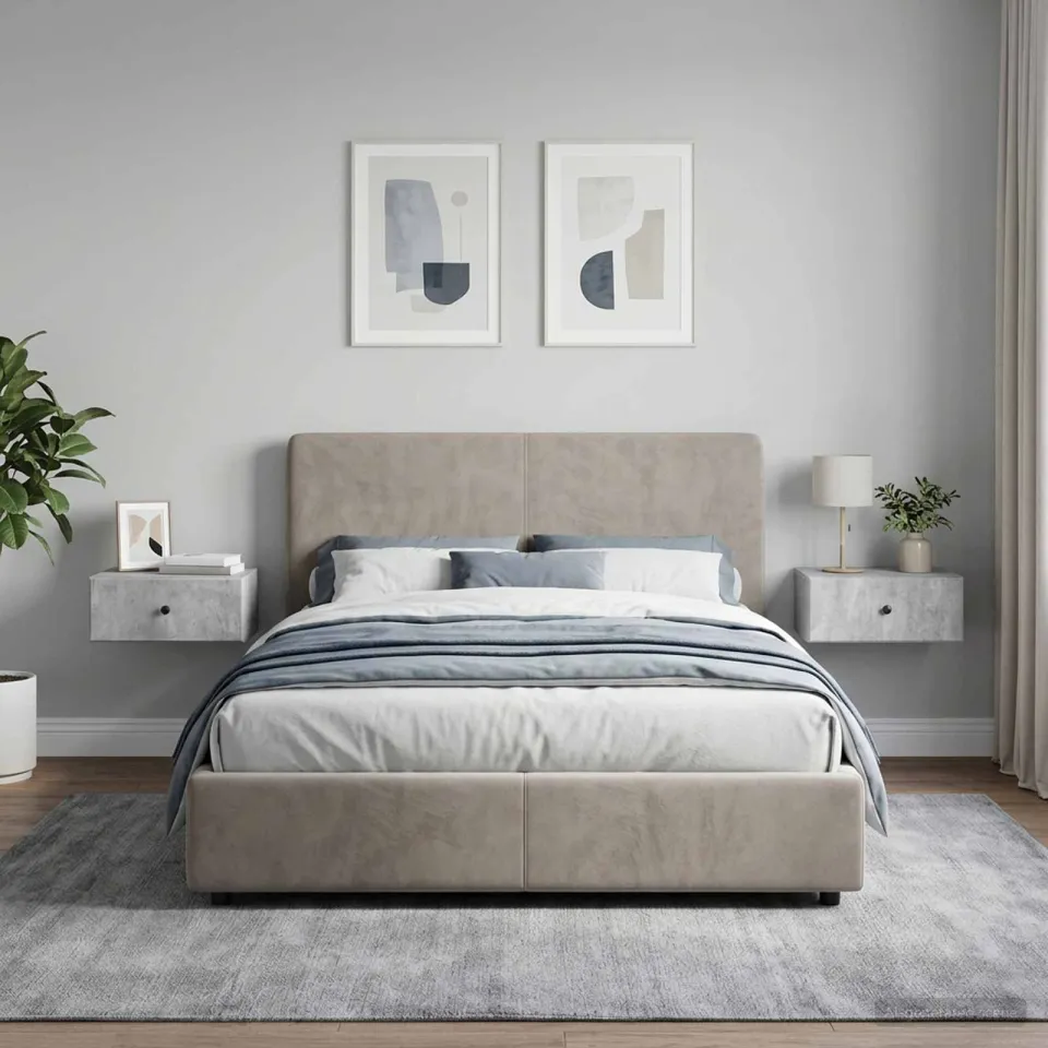 vidaXL Wandbeugel Bedkast 2 st Betongrijs 49 x 34,5 x 20 cm grijs, foto 4