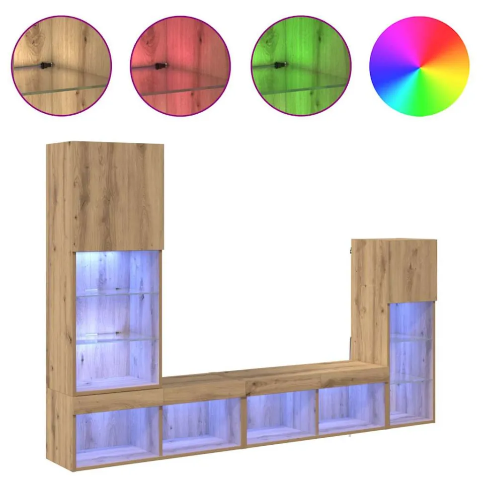 vidaXL TV Wandmeubels 4 st Artisan Eiken Bewerkt hout, foto 4