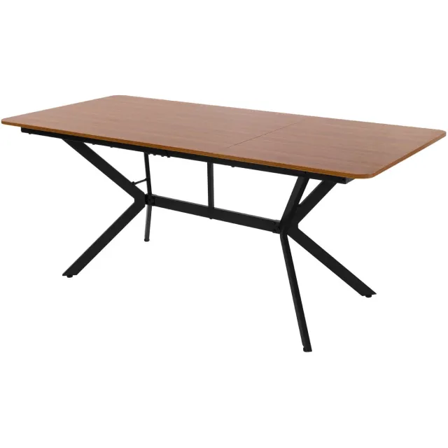 ml-design donkerbruin eettafel industriële rechthoekige keukentafel en woonkamertafel 180x80x75 cm voor 6 personen stalen frame robuust ontwerp hoogte verstelbare schroefvoeten mdf met fineer houten tafel met metalen onderstel industriële eettafel bu